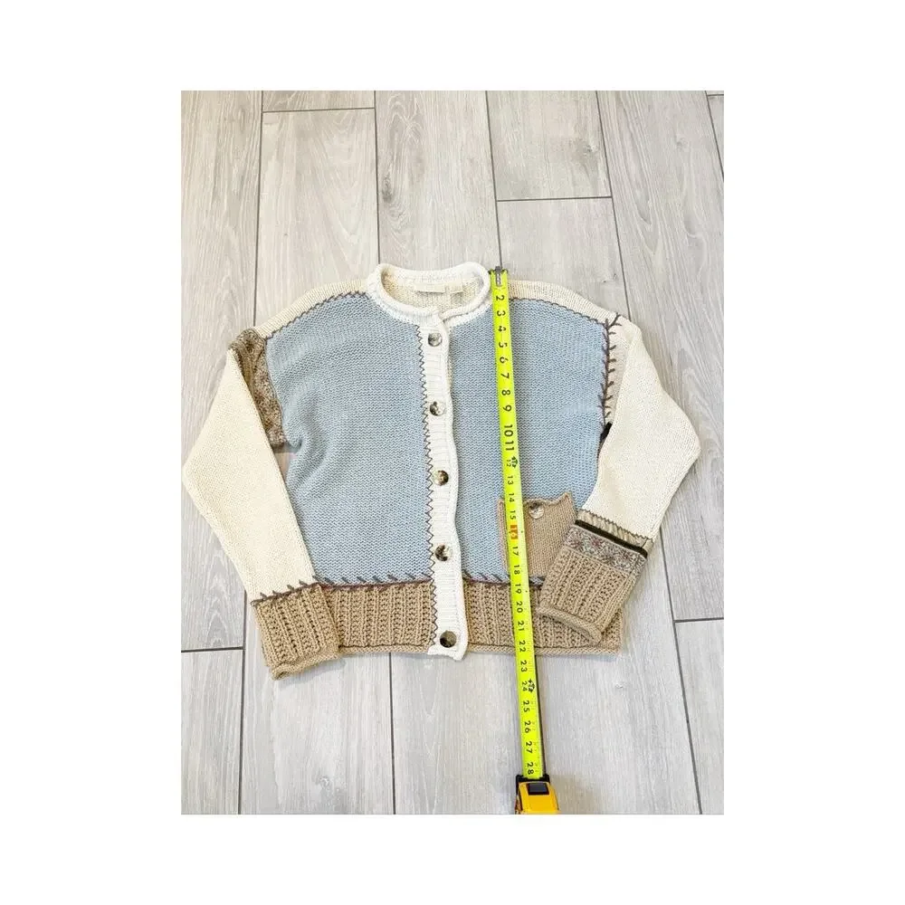 Vintage J Jill Patchwork Cardigan Sweater Size Small